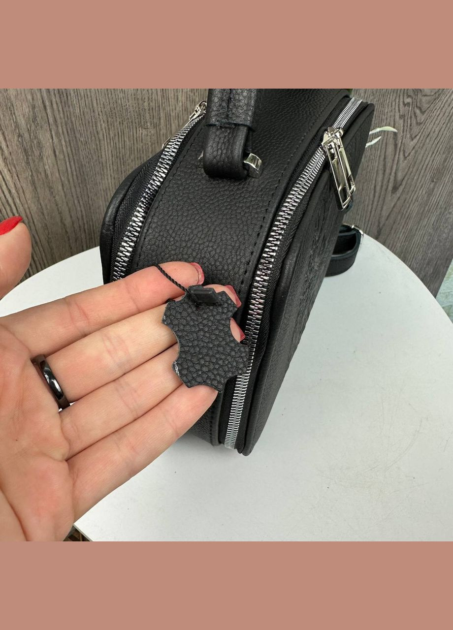 Жіноча шкіряна міні сумка каркасна чорна сумочка рептилія для жінок Eton (331770976)