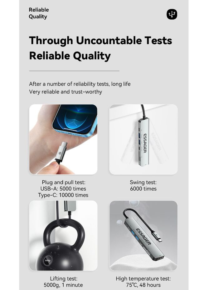 USBхаб 7 в 1 60W (Type-C 3.1 to 4K HDMI/SD/TF Card/PD Fast Charge) Essager (300523881)