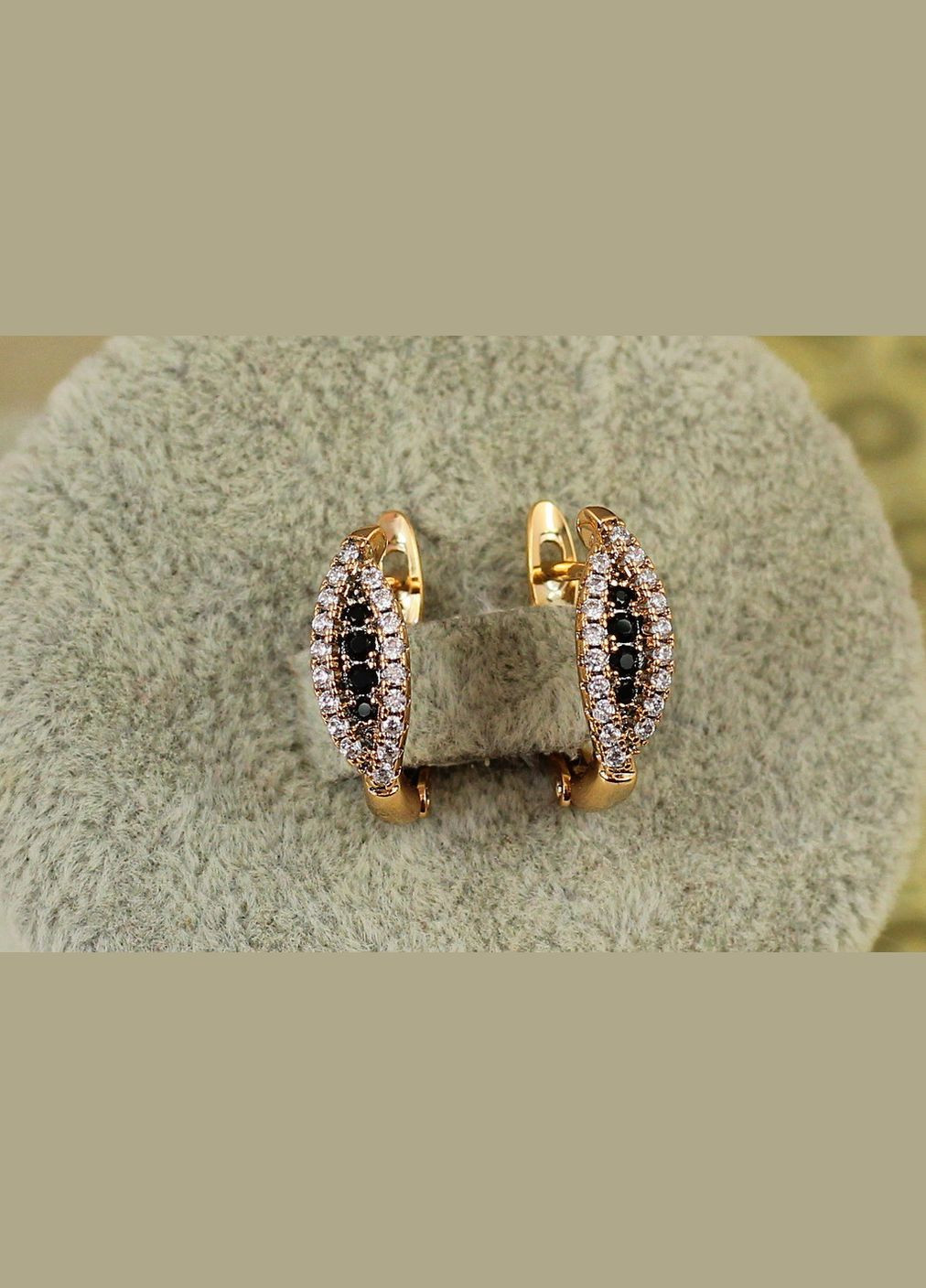 Серьги Стручок с черными и белыми камнями 1,6 см золотистые Xuping Jewelry (316433318)