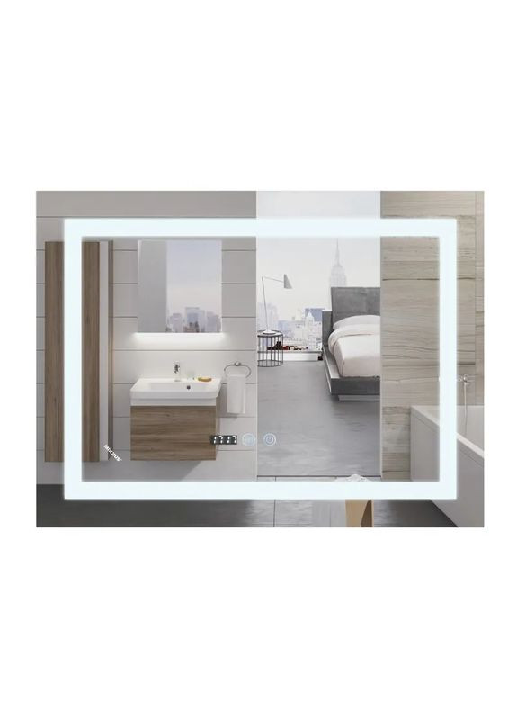Дзеркало WARM MR02-90x70 з Led Touch, Anti-fog, димером, регулятором яскравості, годинником (MI6673) Mixxus (322005052)
