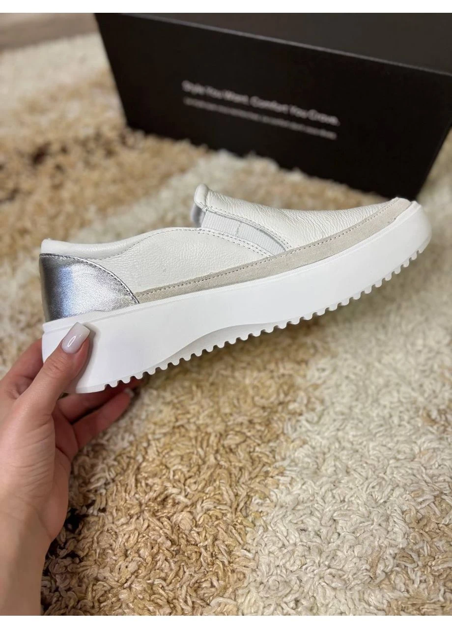 No Brand Жіночі кросівки-сліпони Vionic білого кольору з срібною вставкою 25.5 см білий з, — демісезон (366890525)