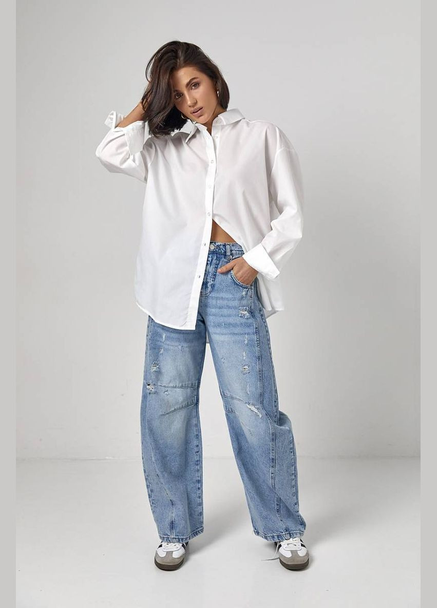 Белая классическая рубашка однотонная Lurex