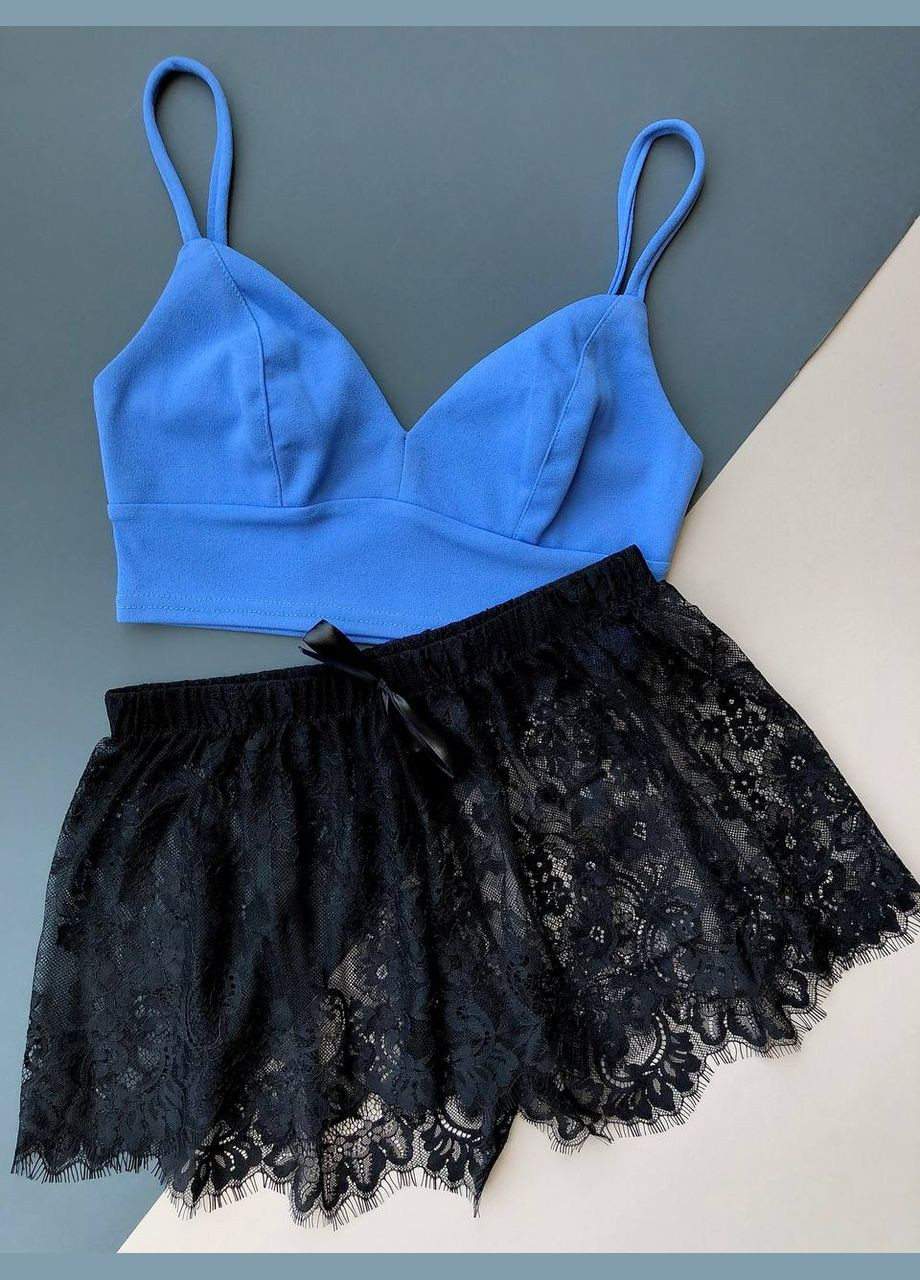 Блакитна всесезон комплект топ та шорти Exclusive