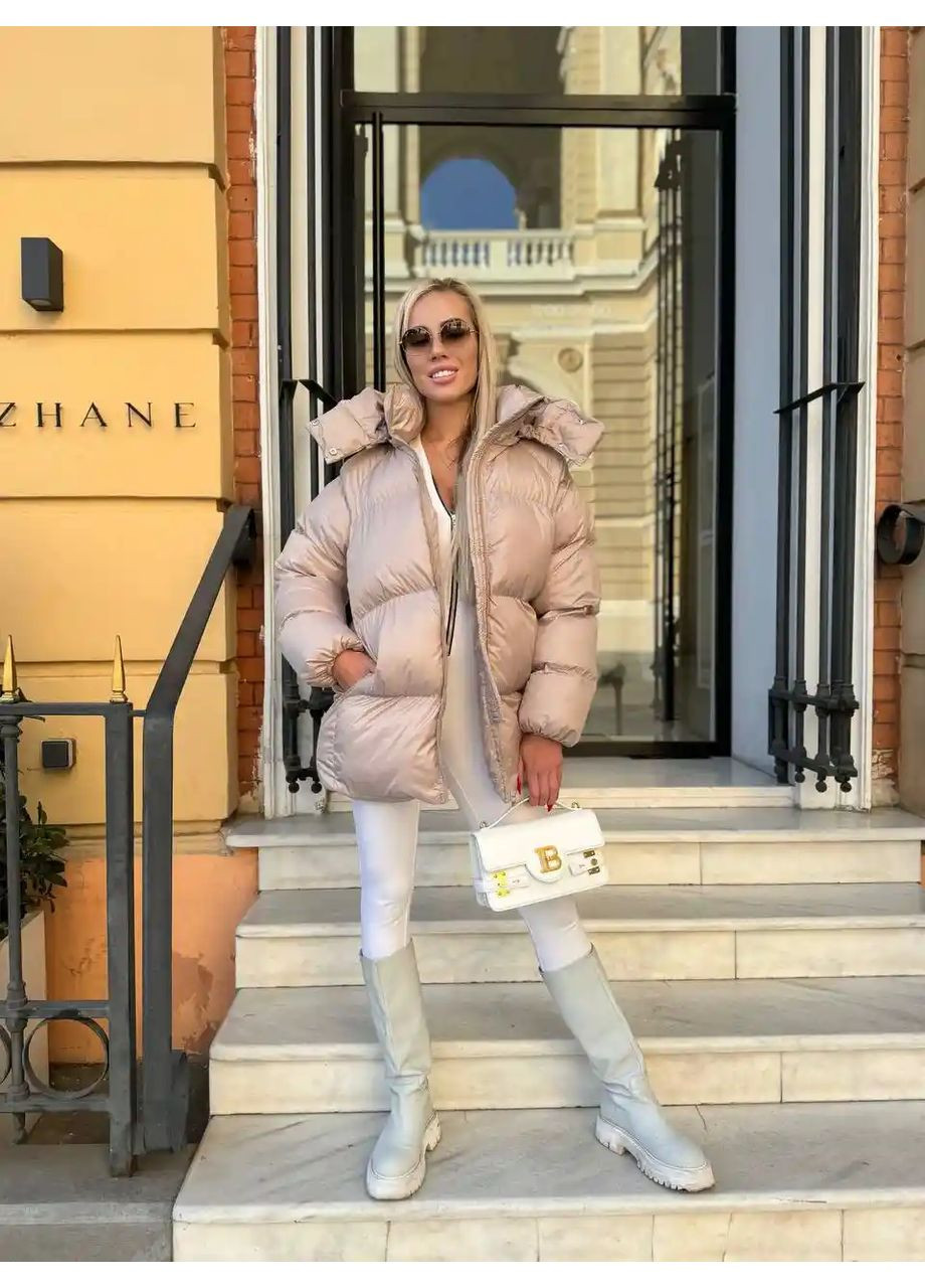 Бежевый зимний Пуховик No Brand