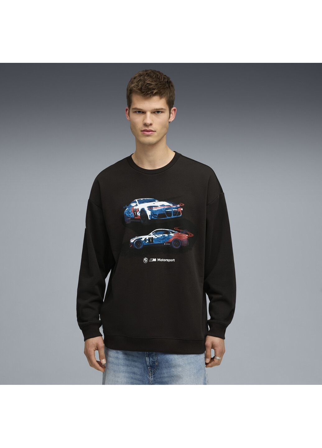 Черный свитшот bmw m motorsport graphic crew neck sweat men Puma однотонный (369369644)