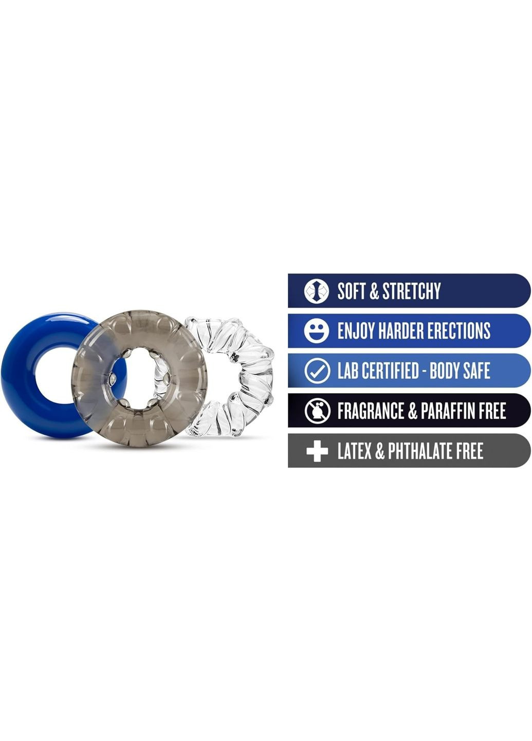 Набір ерекційних кілець для пеніса Stay Hard кольорові, 3 шт. Blush (297131254)