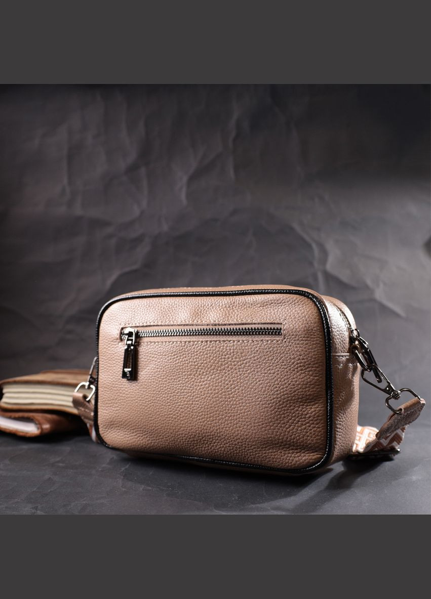 Шкіряна сумка через плече з плетінням жіноча 22409 Бежева Vintage (302007958)