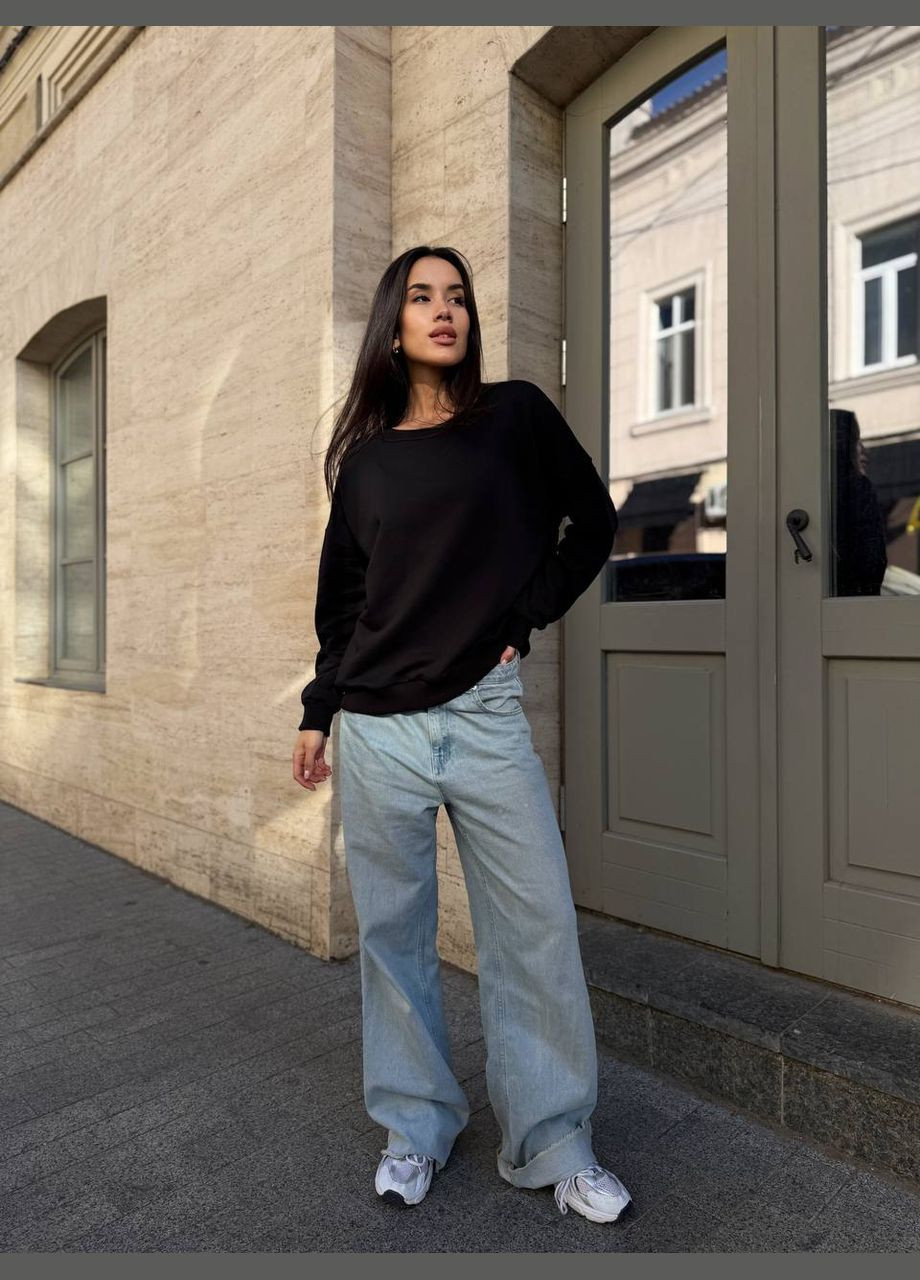 Чорний жіночий базовий світшот Avanti однотонний без декору (347164156)