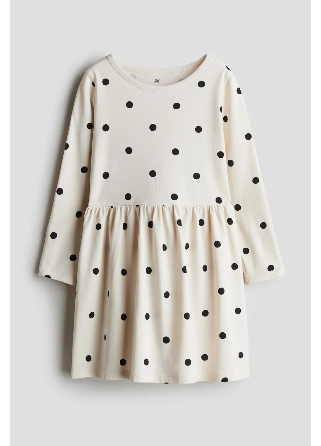 Светло-бежевое детское хлопковое платье для девочки светло-бежевое (25120308) H&M (370372435)