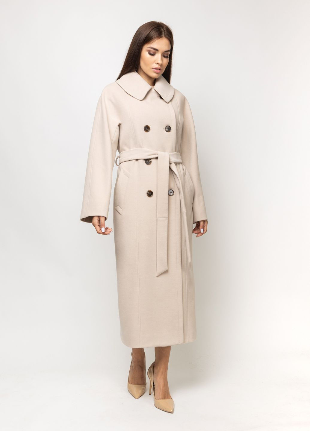 Молочное демисезонное Пальто Двубортное двубортное CHIUAS