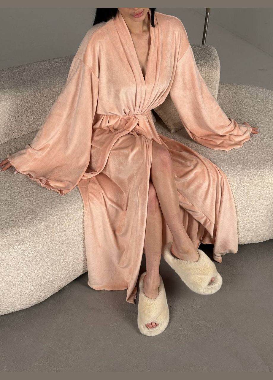 Женский персиковый халат No Brand (335076410)