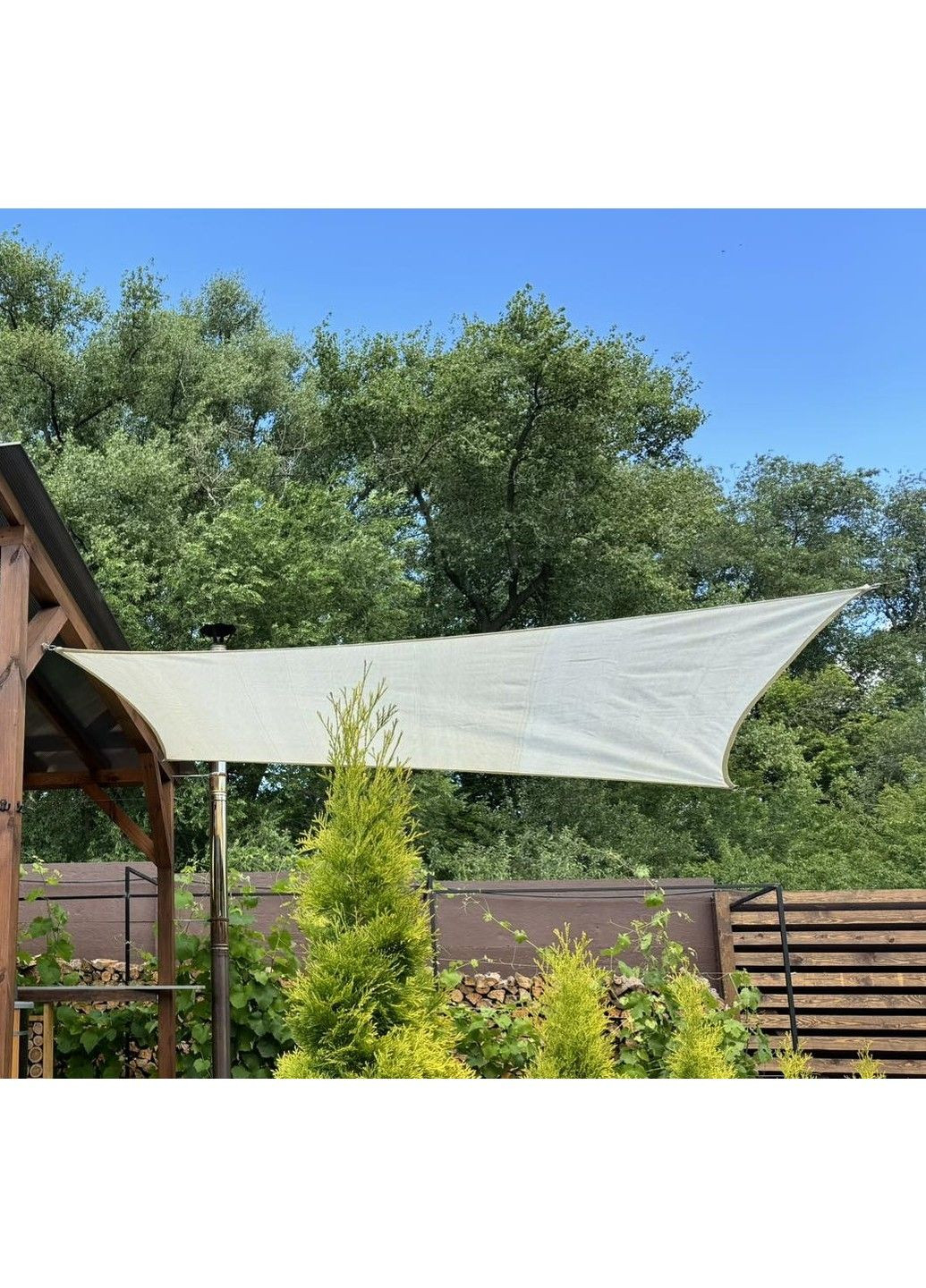 Тент навіс затінюючий прямокутний 3х6м сітка (Молочний) No Brand (332634800)