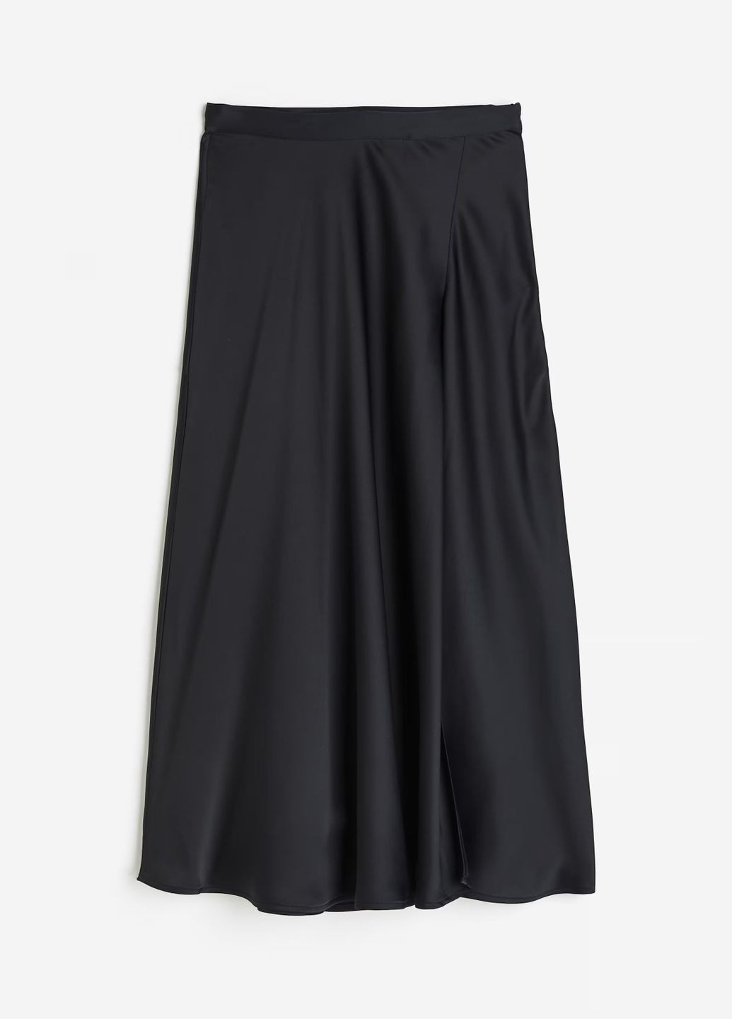 Черная кэжуал однотонная атласная юбка макси H&M