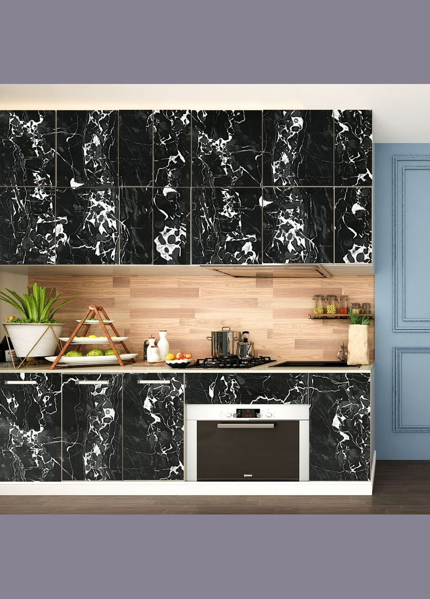 Самоклеющаяся пленка 0,45х10м х 0,07мм Черный мрамор с белым SW-00001280 Sticker Wall (370441653)