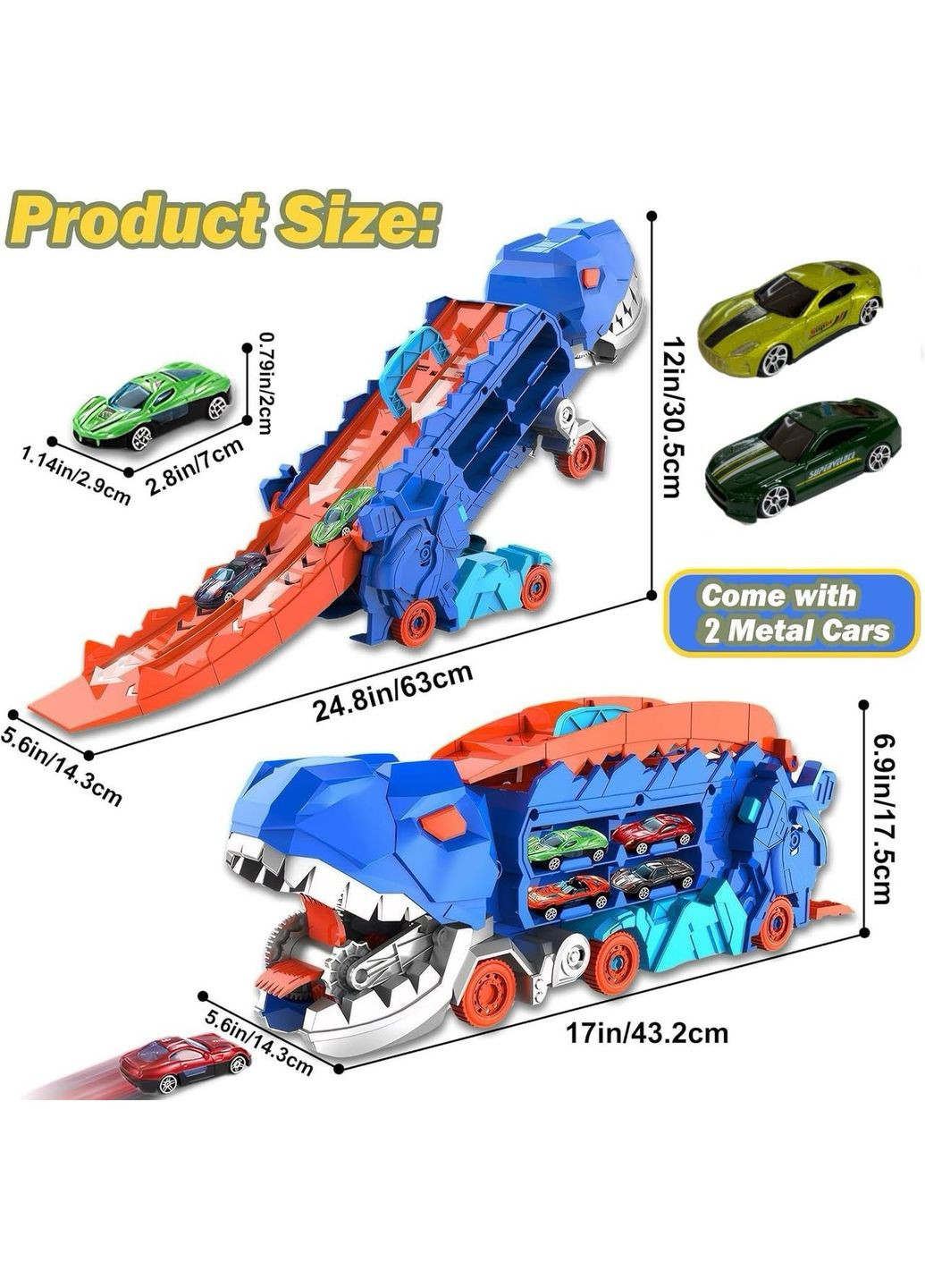 Мега трансформер Dino МН-111 2 в 1 Трейлер - Автовоз с 2 машинками Fun Game (327217471)