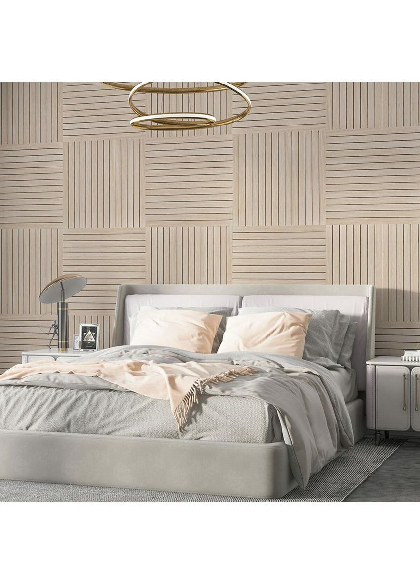 Покриття вінілове самоклеюче 3D рейки ясен кремовий 600*600*2,8мм (D) 3DPanda-2199 Sticker Wall (323154620)