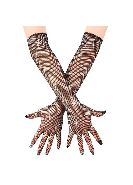 Сексуальні довгі рукавички зі стразами розмір XS/S/M чорного кольору. Довгі рукавички зі стразами. China (360603996)