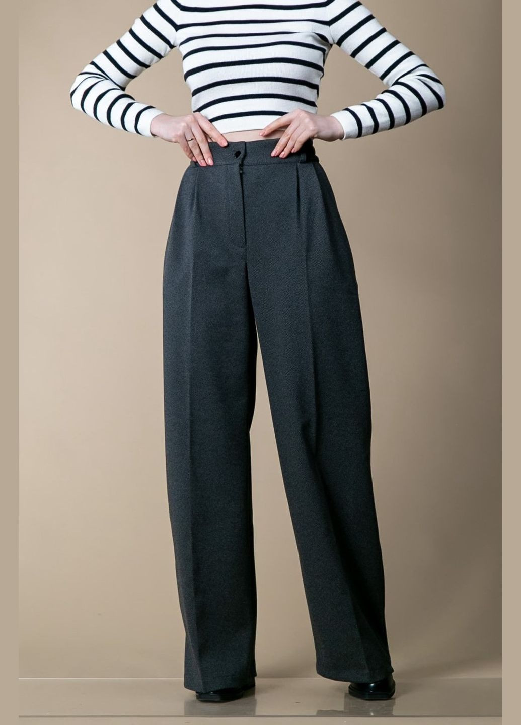 Брюки палаццо с резинкой диагональка CHICLY (315774190)