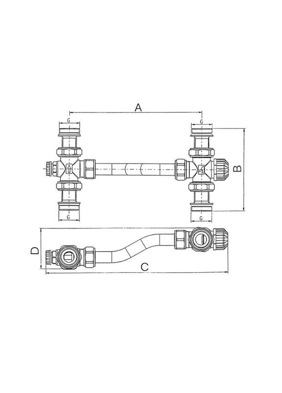 Байпас для колектора KR.1023 - 1'' з триходовим роздільником (KR2891) KOER (322074772)