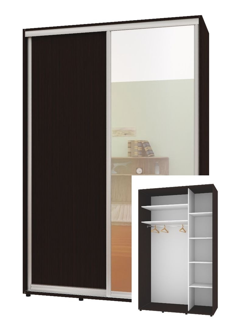 Шафа-купе дводверна 160*45*240 см Венге ДСП + Дзеркало Стандарт Комфорт Меблі (360444509)