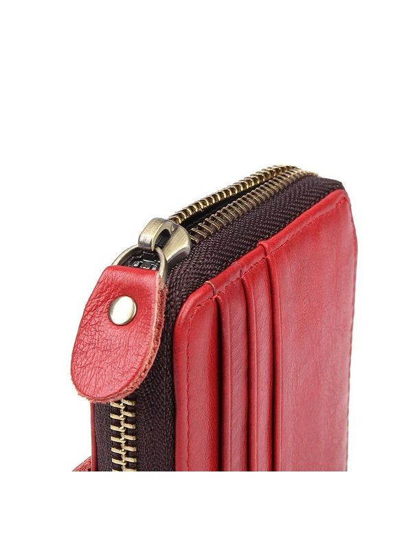 Многофункциональная визитница из натуральной кожи на молнии с 11 отсеков для кредиток красная (sku_14959) No Brand (330012783)