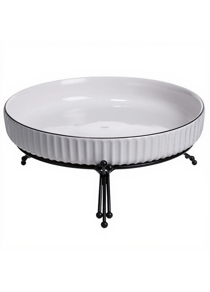 Фруктовниця порцелянова на металевій підставці 22.5 см Чорний LB-1571B Yiwu (371161041)