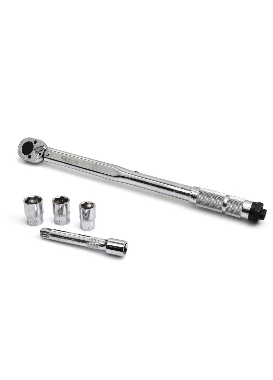 Ключ динамометриичний 1/2" 28-210 Nm з головками і подовжувачем Geko (313400422)