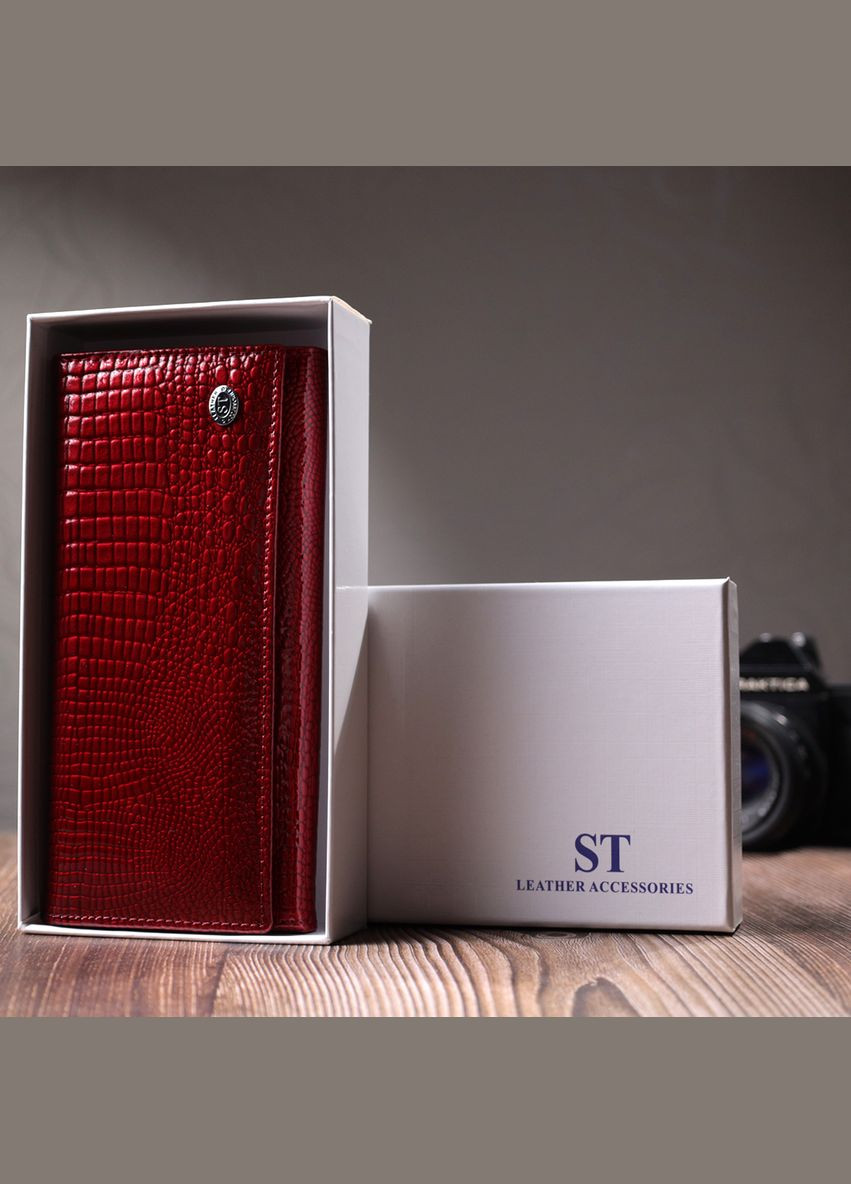 Женский кошелек из натуральной лакированной кожи с монетницей 22680 Красный st leather (306881817)