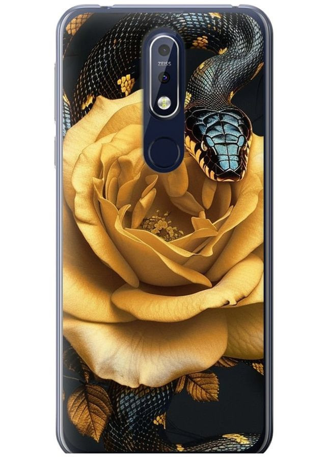 Силіконовий чохол 'Black snake and golden rose' для Endorphone Nokia 7.1 (286768956)