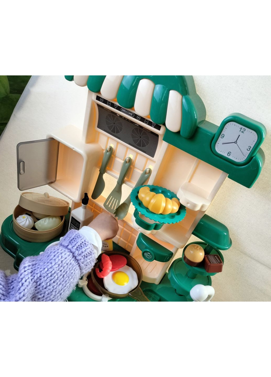 Весела дитяча кухня з ефектами світла, звуку та пари Зелена G 793 00694, 48 предметів — «Кулінарна Пригода» Fun Game (327217668)