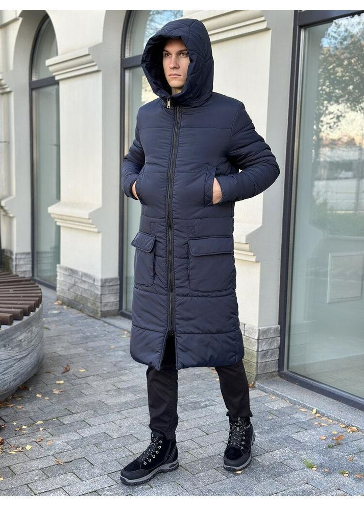 Темно-синя зимня чоловіча зимова куртка подовжена до -25 ° c темно-синя Freedom