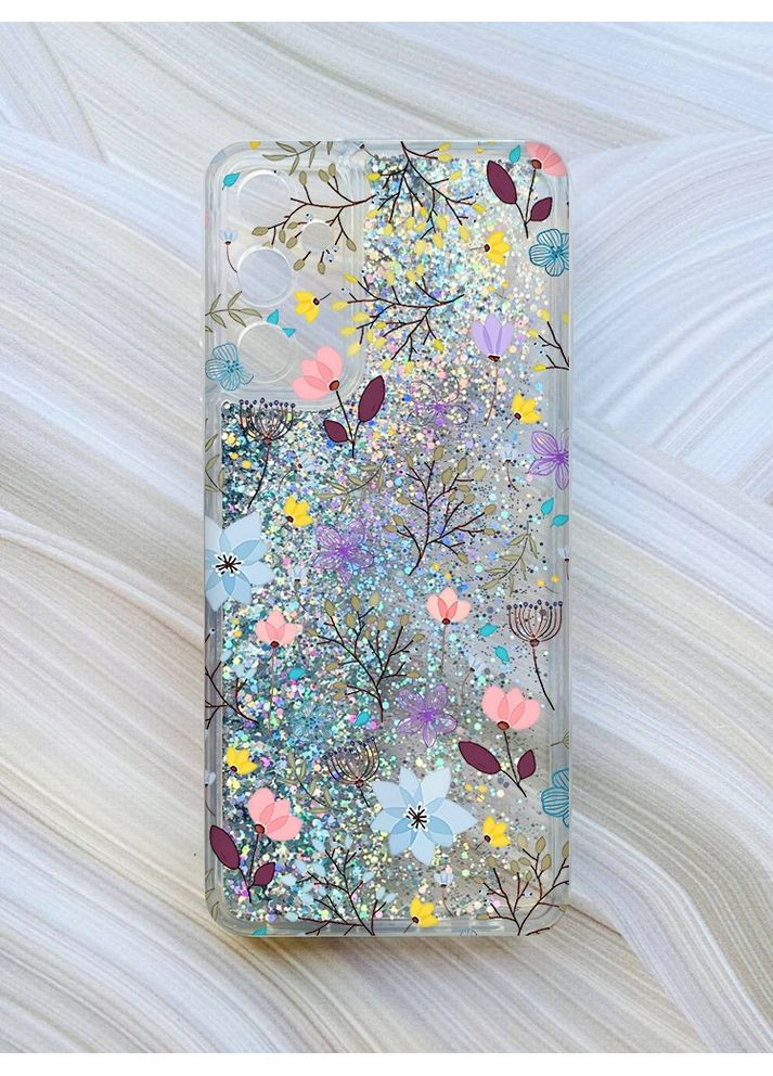 Чехол с плавающими блестками для Samsung Galaxy A25 (A256) Цветочный фон (принт 267) CASE CONTROL (360688373)