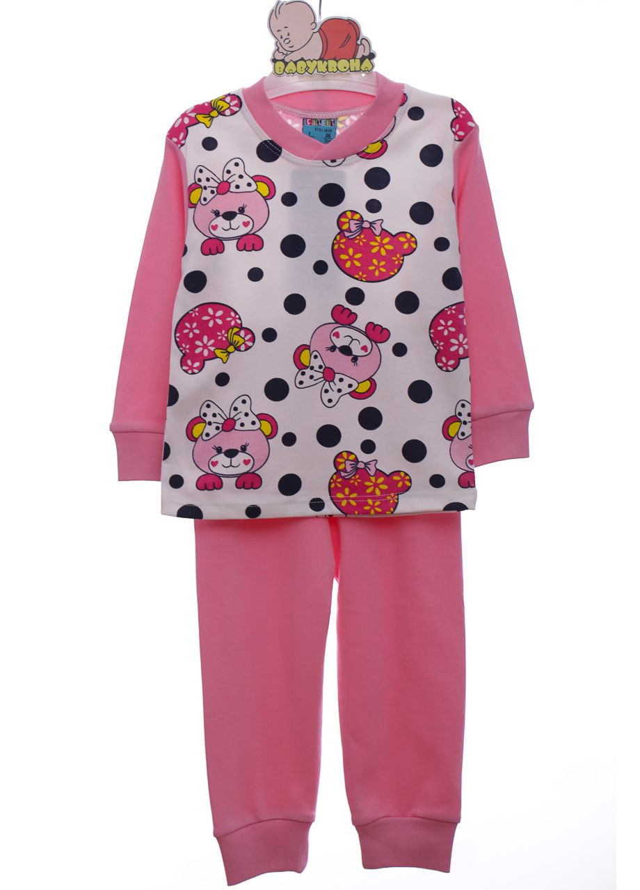Розовая всесезон пижама для девочки трикотажная в горох светло-розовая cit cit kids см (44782) BABYKROHA