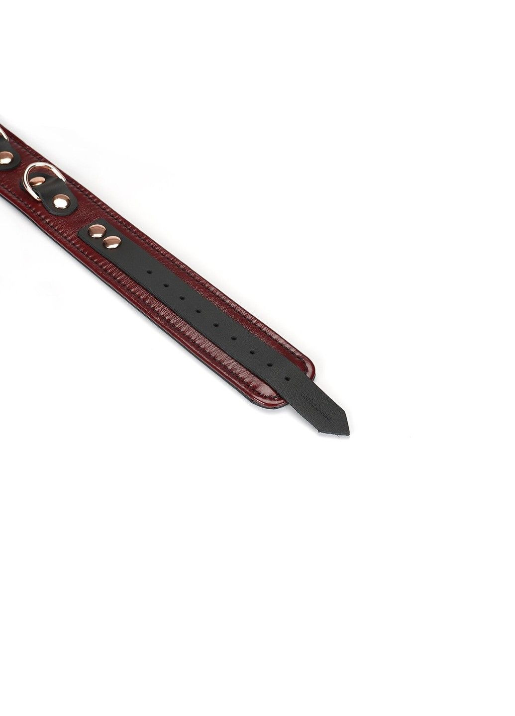 Кожаный ошейник с поводком Wine Red Collar and Leash 3 кольца для крепления БДСМ аксессуар для фиксации Liebe Seele (302297769)