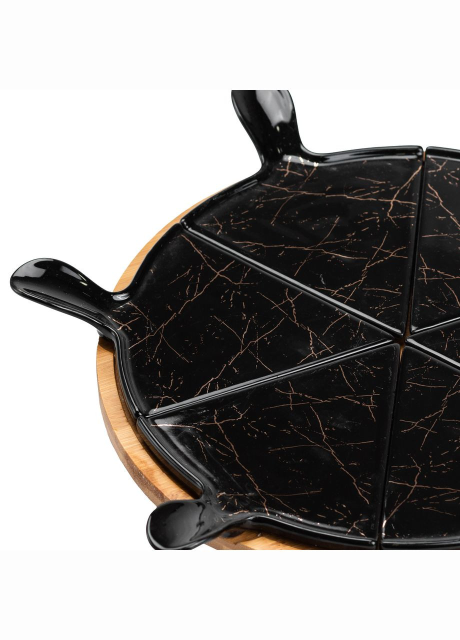 Блюдо для піци керамічне на поворотній підставці, чорний мармур Yiwu (322421174)