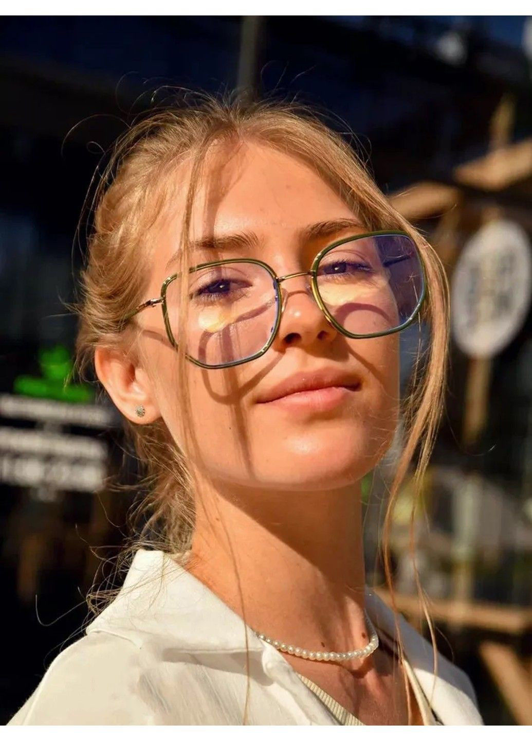 Солнцезащитные очки Mystery имиджевые прозрачные с зеленым No Brand (322841423)