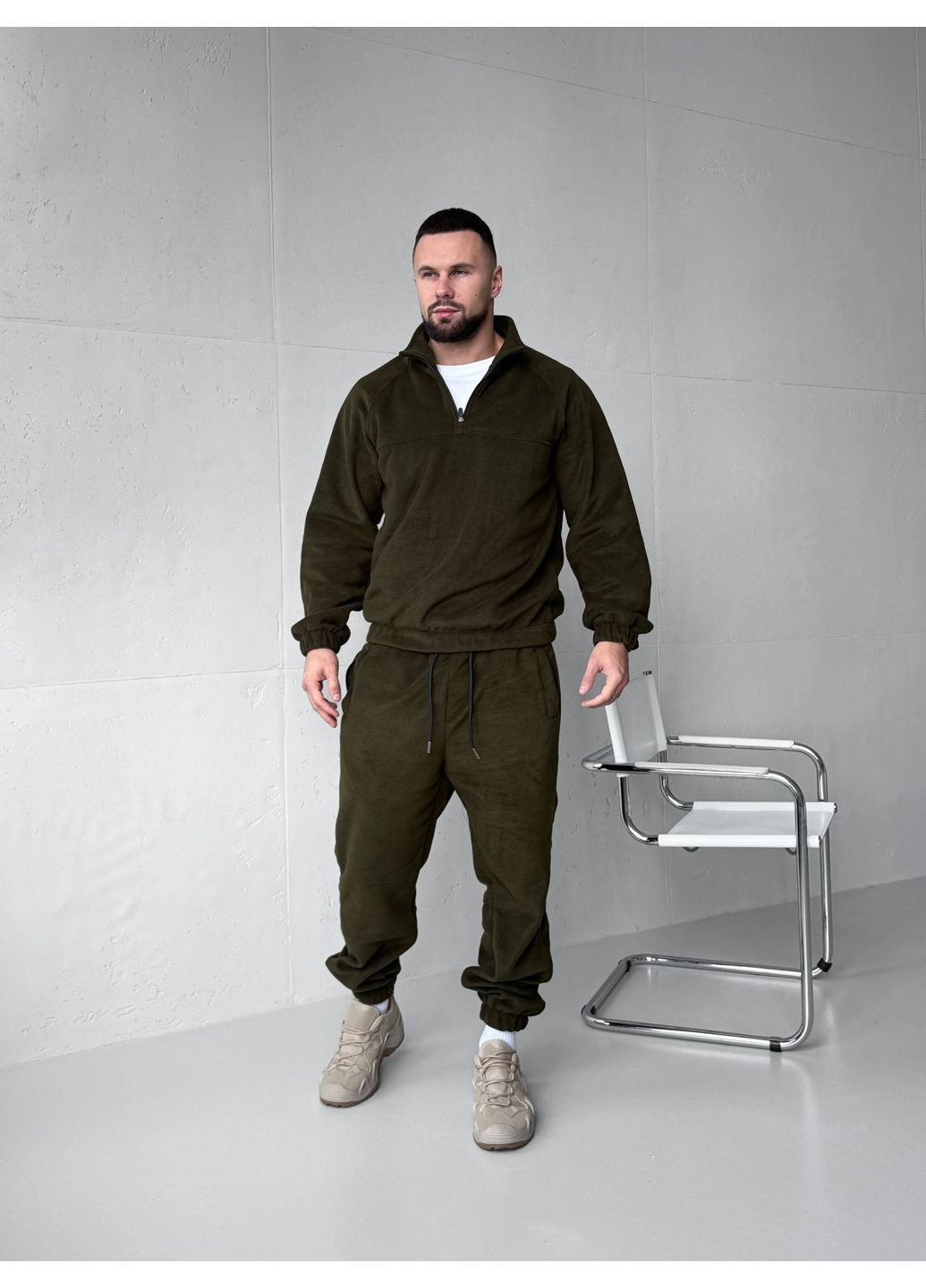 Зимовий чоловічий костюм Ran фліс полар хакі No Brand (365686026)