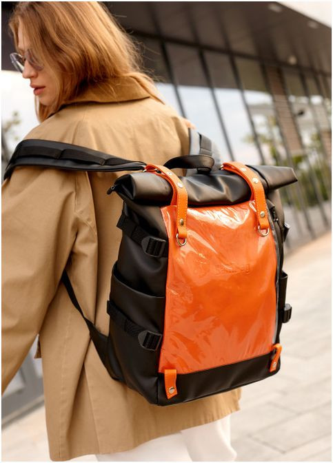 Жіночий рюкзак RollTop Hacking чорно-оранжевий Sambag (302519046)
