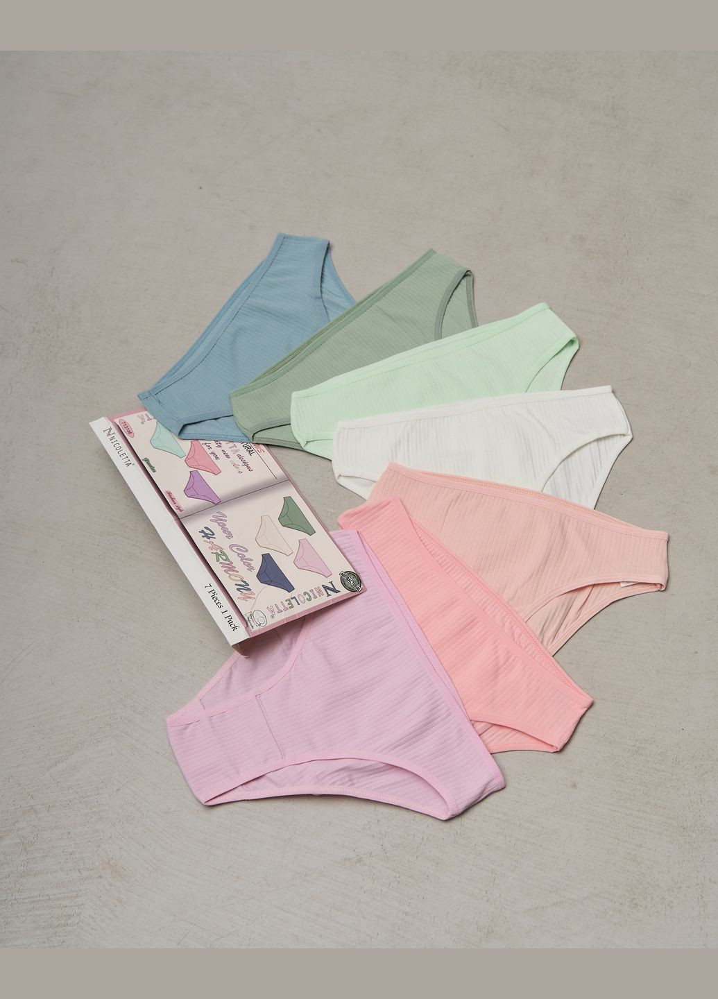 Набор женских трусиков неделек в рубчик- 7 шт. Nicoletta (292849384)