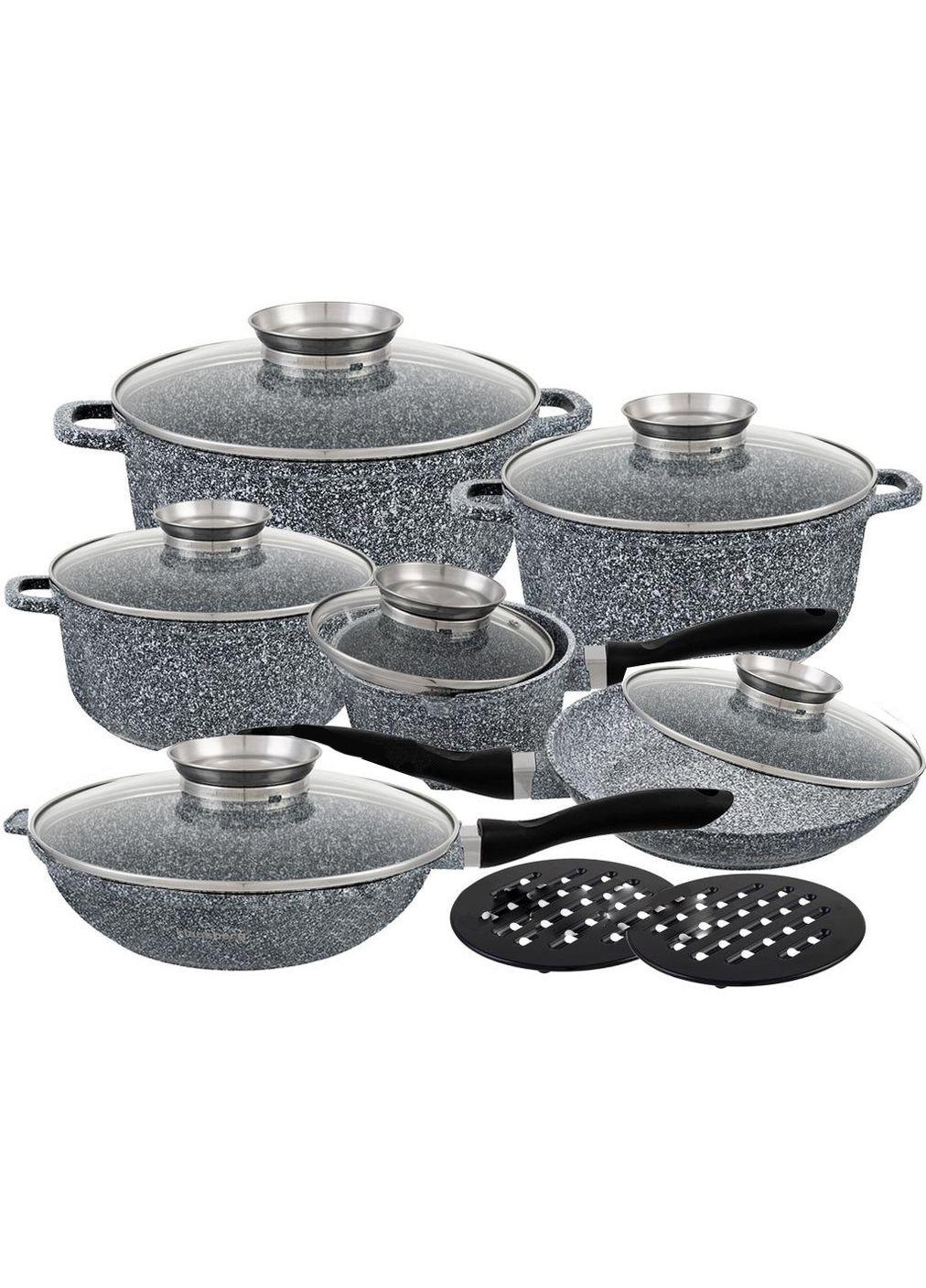 Набор посуды с мраморным покрытием 14 предметов EB-8040 Edenberg (334258251)