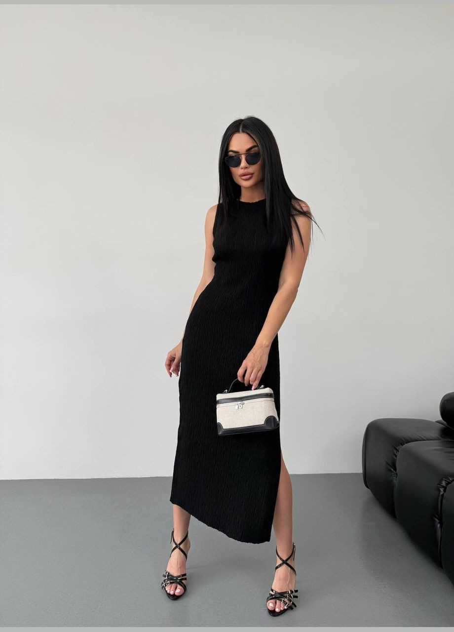 Черное праздничный, кэжуал, вечернее стильное базовое платье меди Vakko однотонное