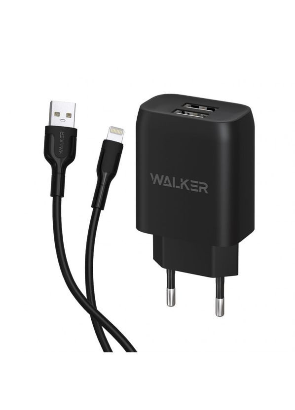 Сетевое зарядное устройство (адаптер) 2в1 WH-31 2USB/2.1A + Lightning black Walker (333827552)