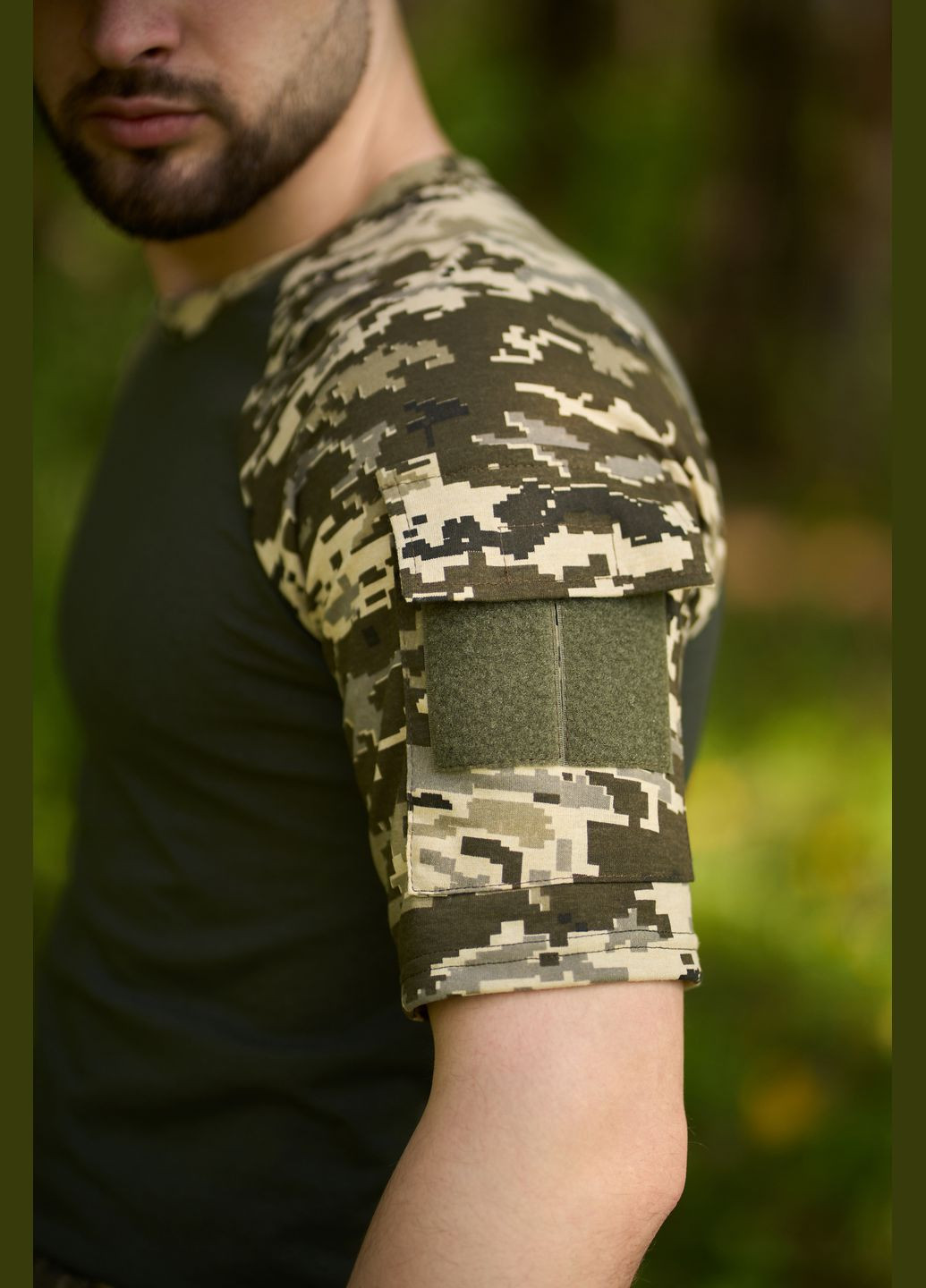 Футболка мужская тактическая с коротким рукавом "Sleeve" хаки пиксель милитари футболка камуфляж хлопок Intruder (341525262)