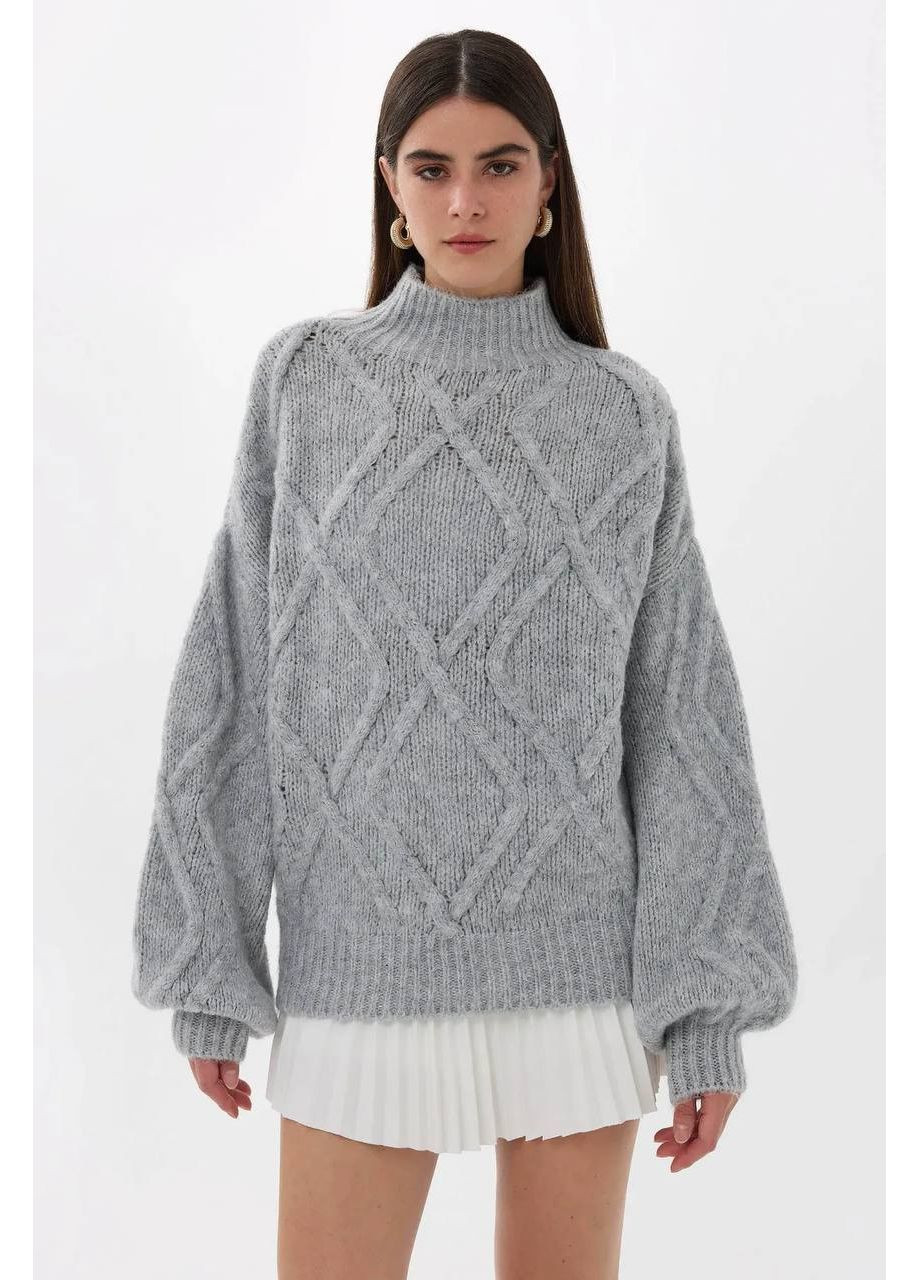 Серый демисезонный турецкий вязаный свитер из машинной вязки — замеры в описании DK/DL Мода без кордонів