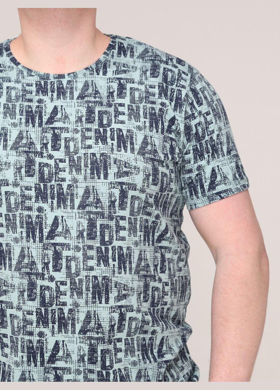 Светло-зеленая футболка мужская светло-зеленая с надписями хлопок стрейч с коротким рукавом Bagarda Пряма