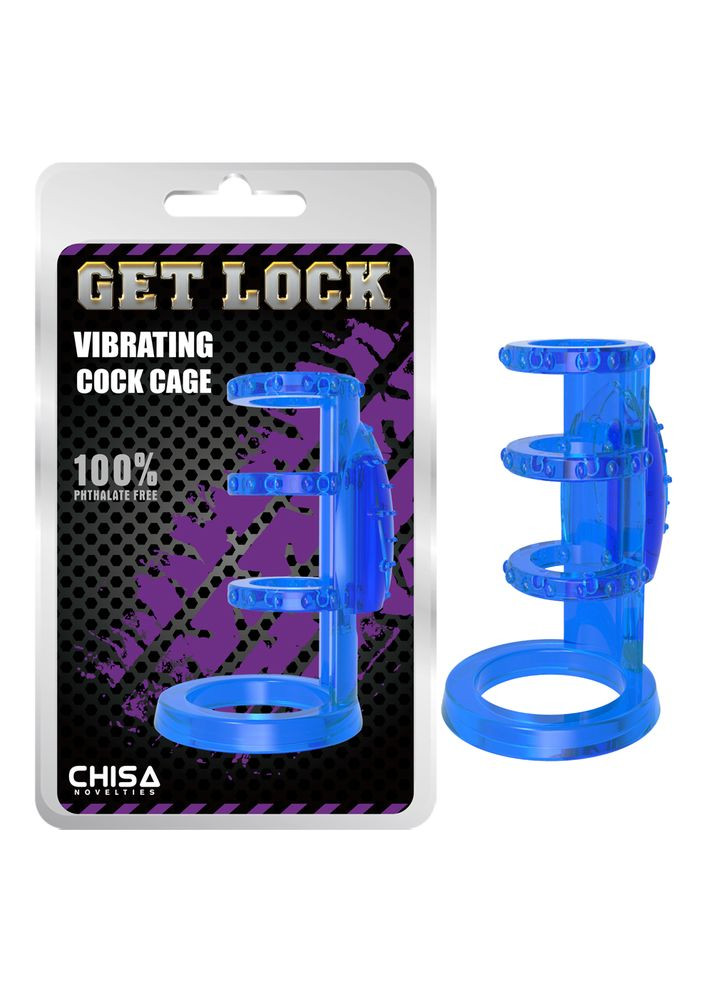 Насадка с вибрацией Get Lock Vibrating Cock Cage Blue Chisa (289868728)