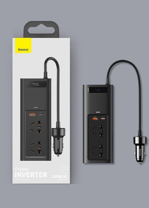 Перетворювач автомобільної напруги In-car Inverter 150W (220V CN/EU) Black (1835075393) Baseus (336545978)