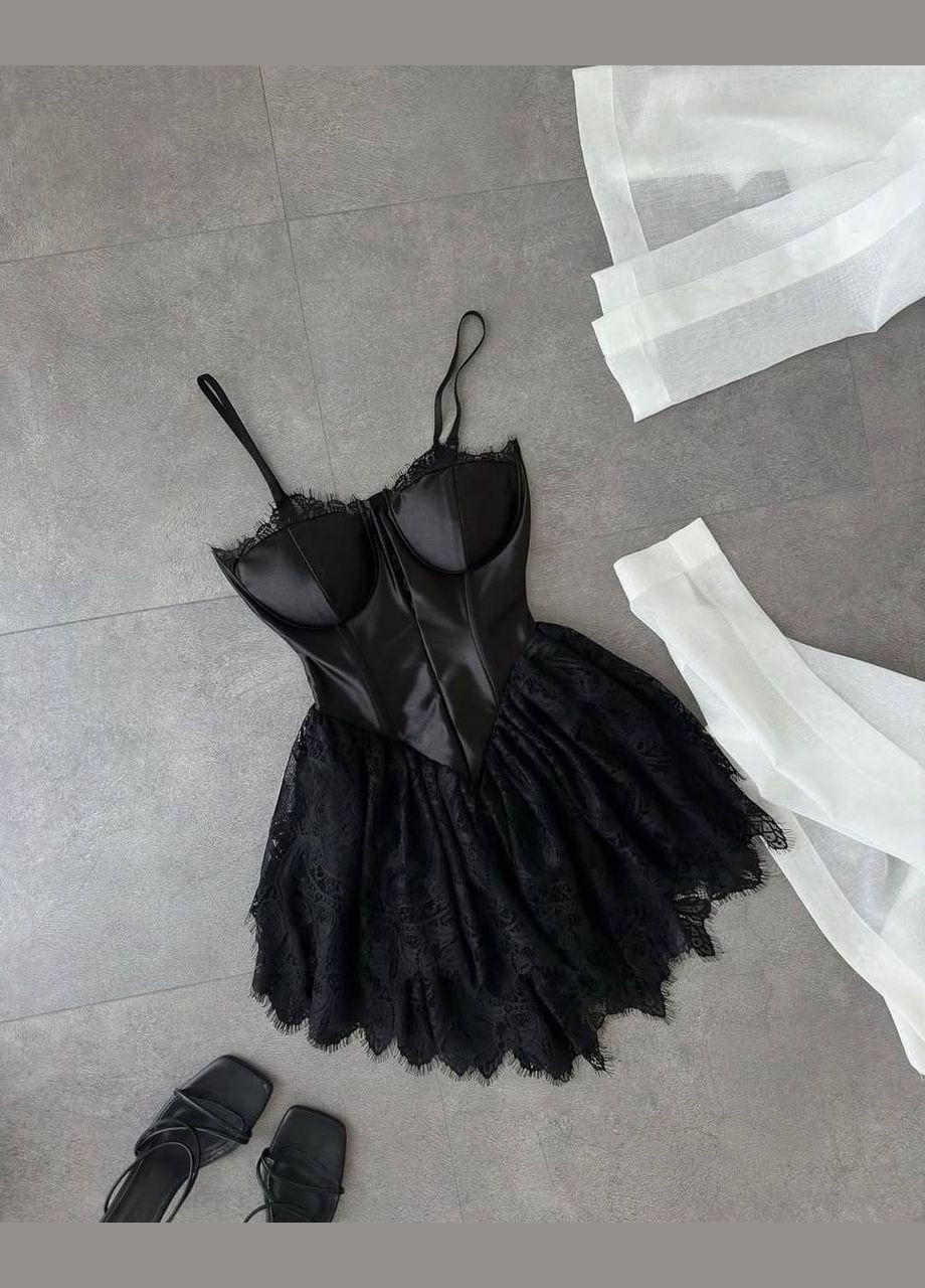 Черное вечернее женское платье-комбинезон Україна однотонное