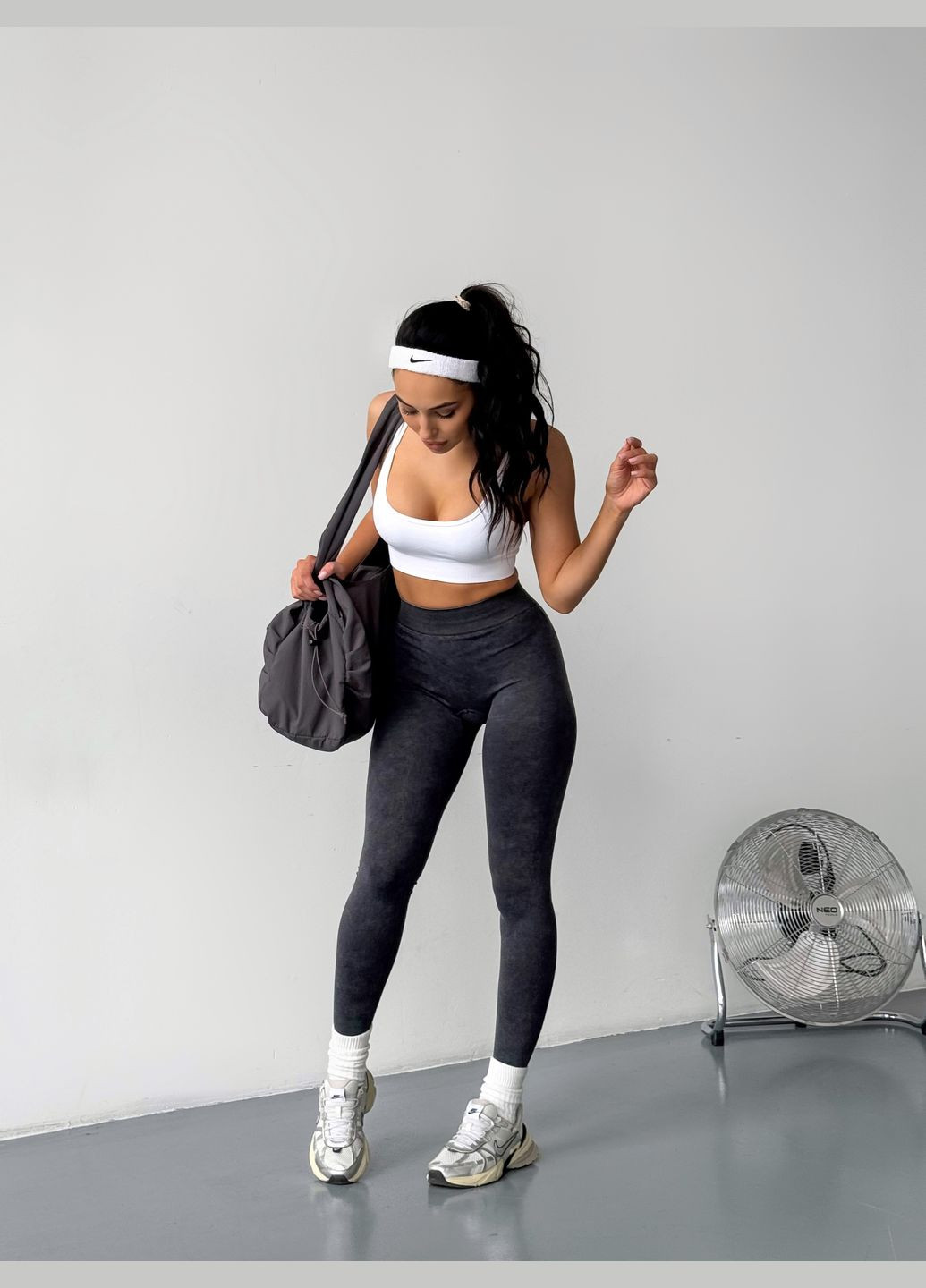 Спортивні жіночі легінси лосини з ефектом виварювання та бразильським пуш-ап Double V Push Up Графіт SV (340466566)