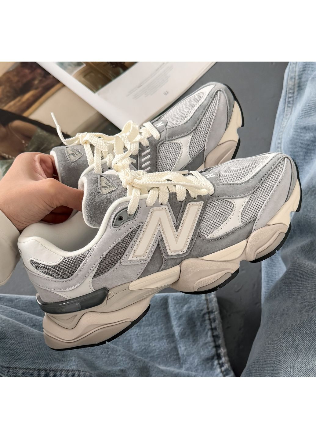 Серые демисезонные кроссовки мужские и женские new balance 9060 grey | нью беланс 9060 серые No Brand